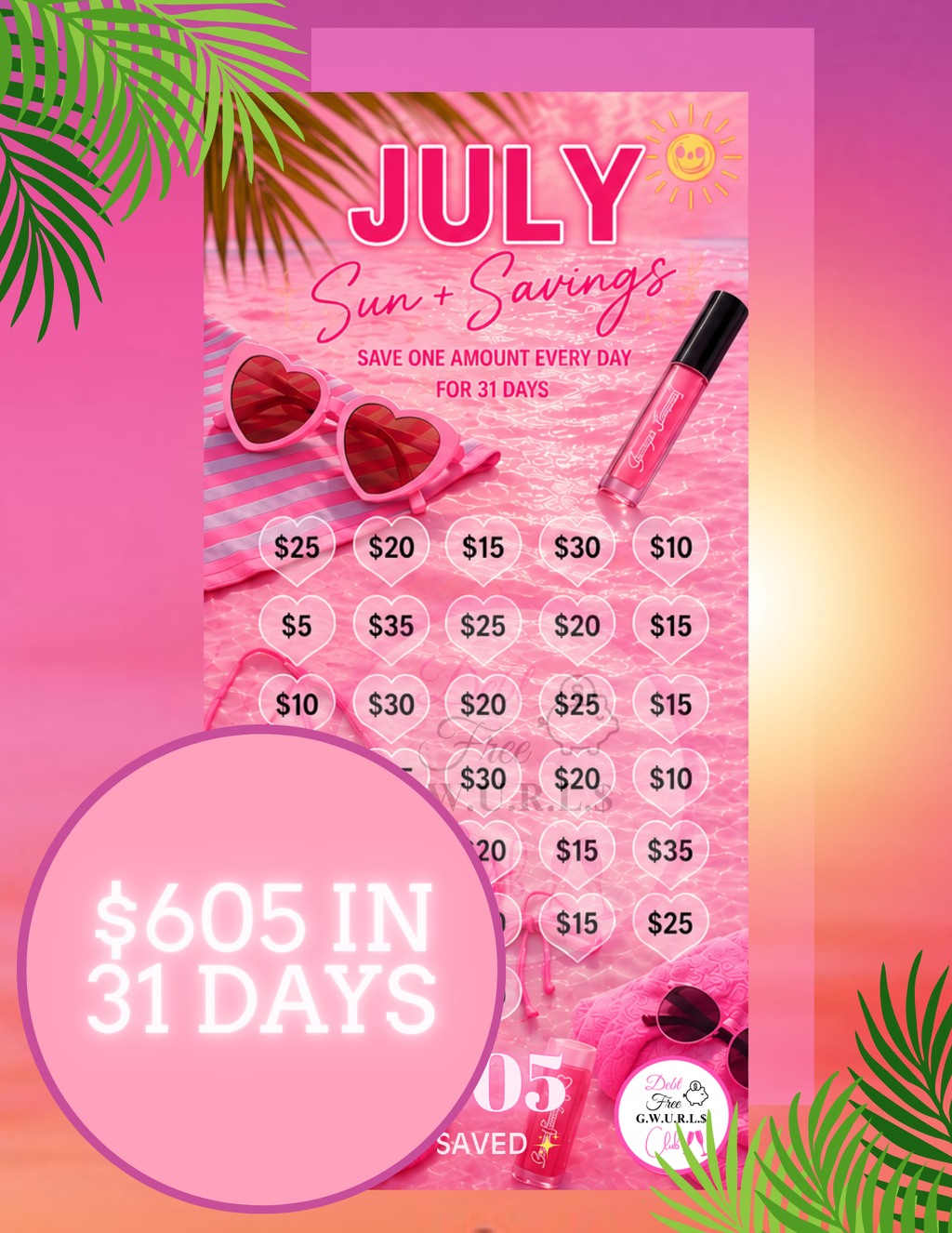 July Savings Challenge 👙☀️ | Instant Download