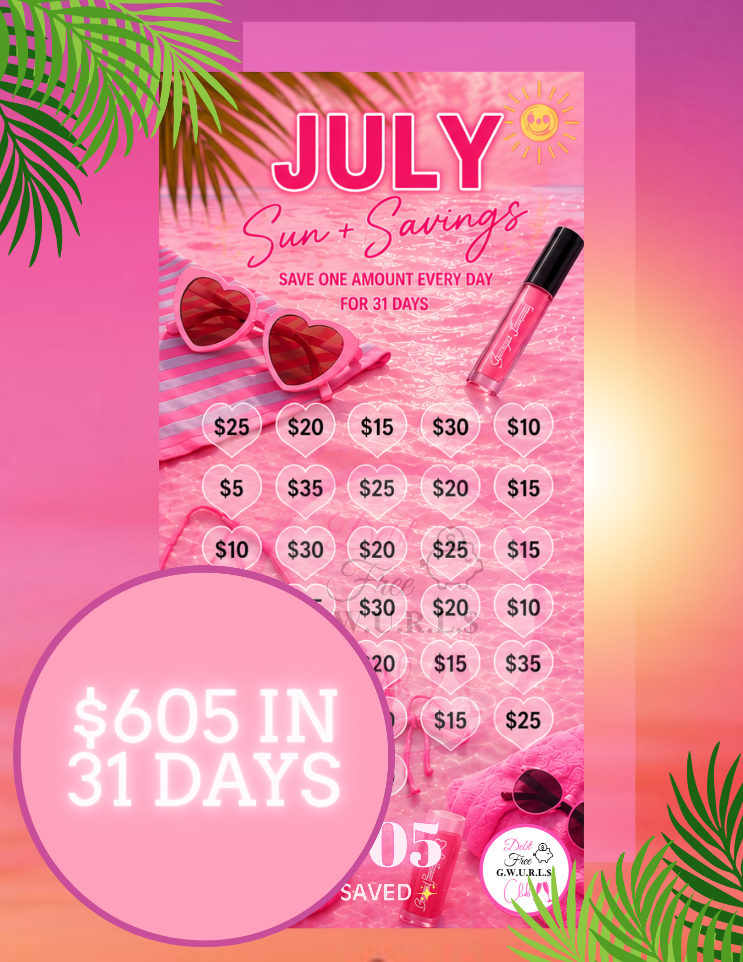 July Savings Challenge 👙☀️ | Instant Download