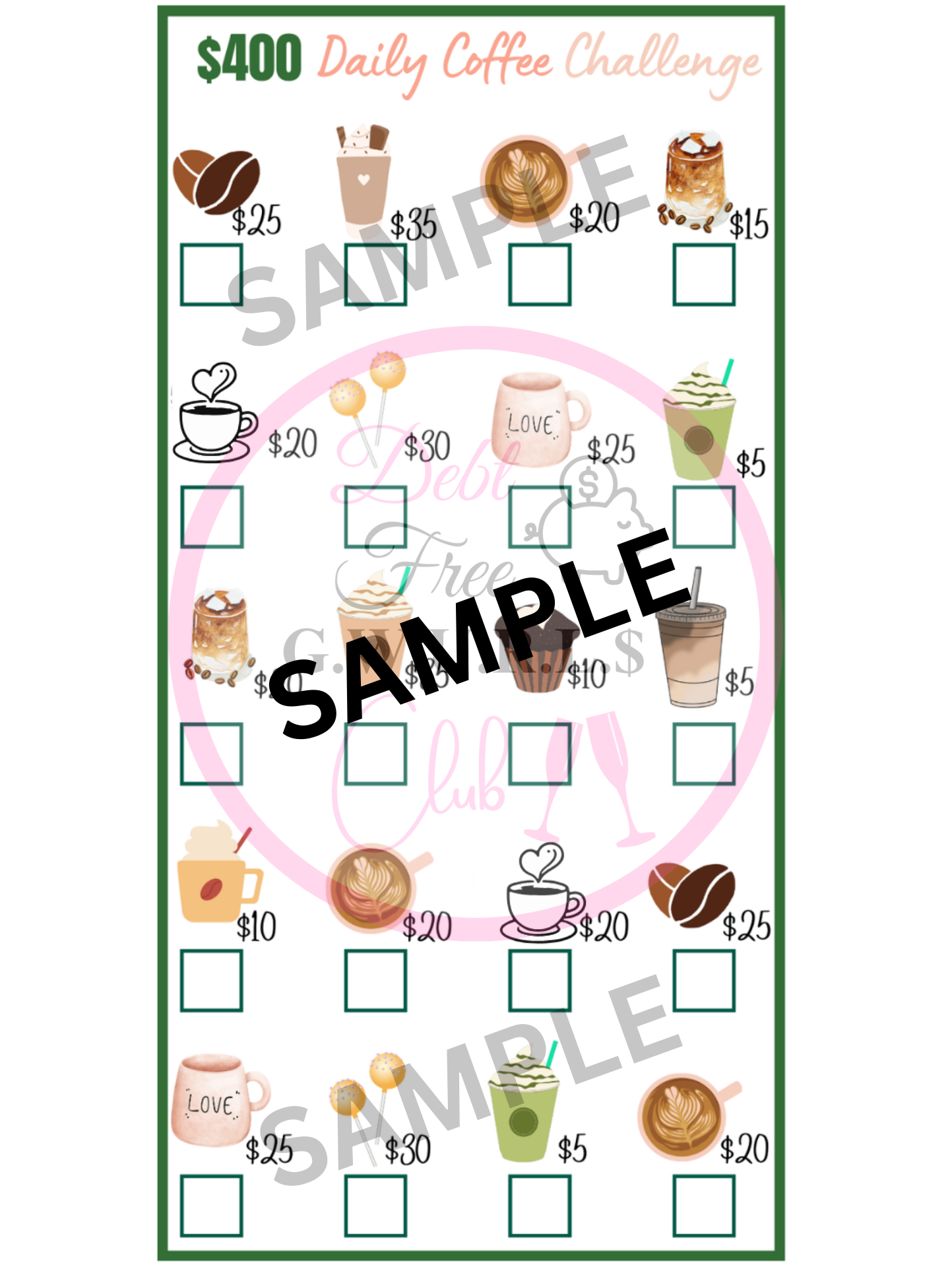 Cute Coffee Savings Challenge | Instant Download